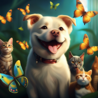 Smiley, butterflies, lizards, cats, dogs