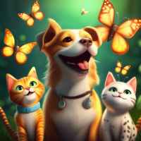 Smiley, butterflies, lizards, cats, dogs