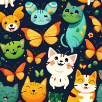 Smiley, butterflies, lizards, cats, dogs